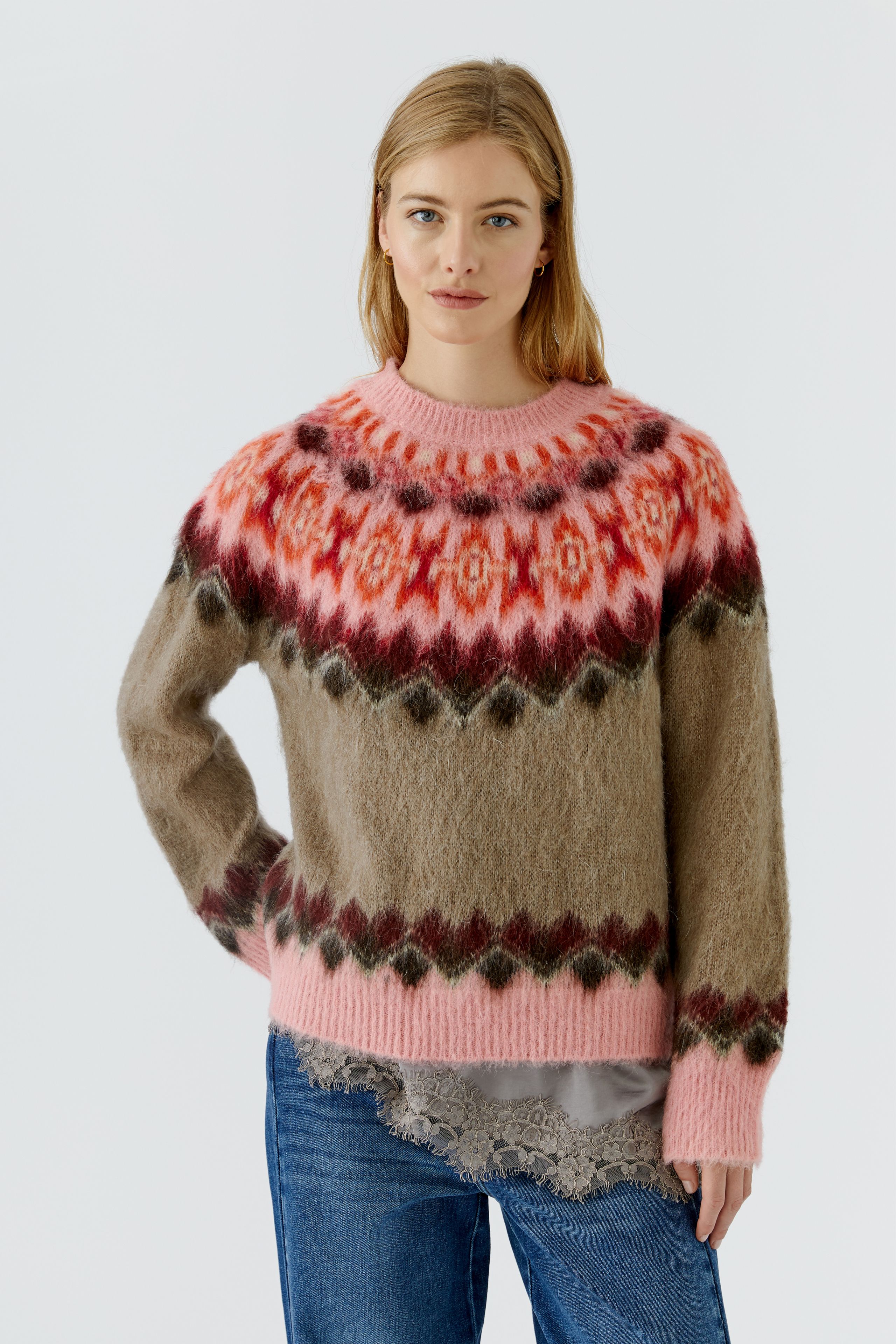 Oui Norweger‑Pullover mit Farbverlauf 42
