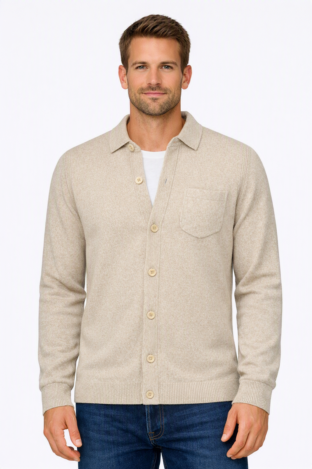 New Zealand Auckland Herren Strickjacke – Beige M