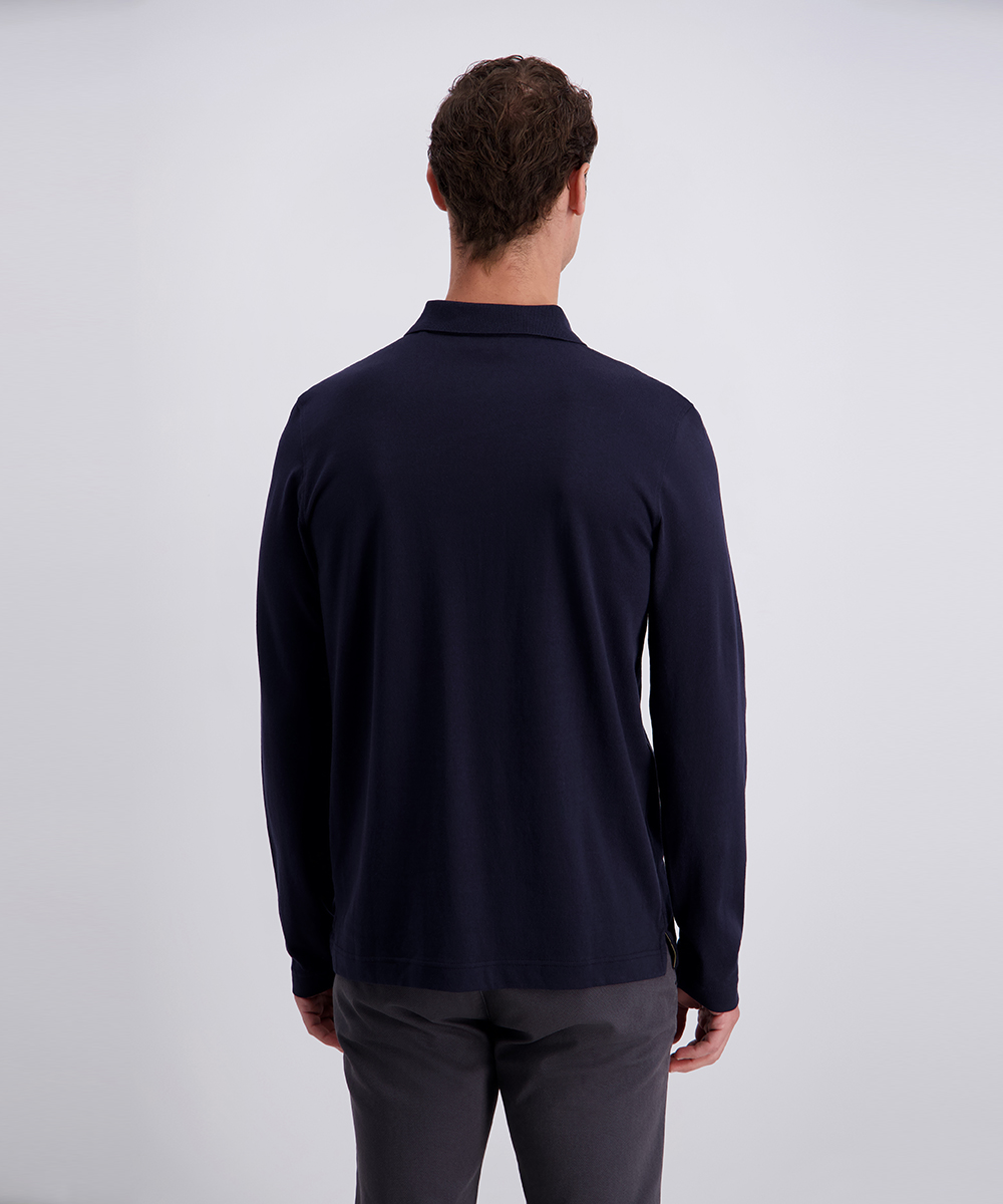 Pierre Cardin Herren Langarm‑Poloshirt – Dunkelblau XXL