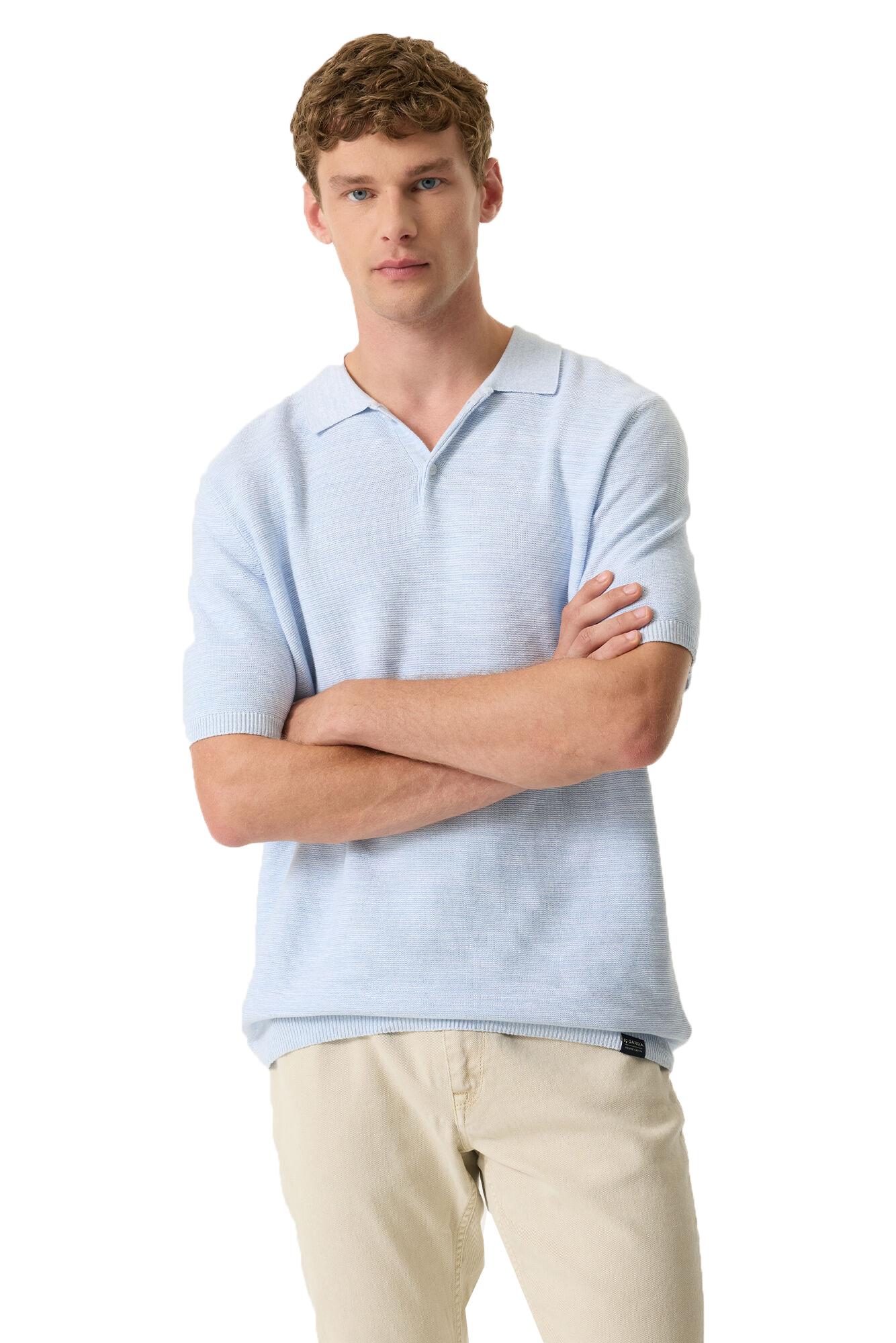 Garcia Herren Strickpolo - hellblau