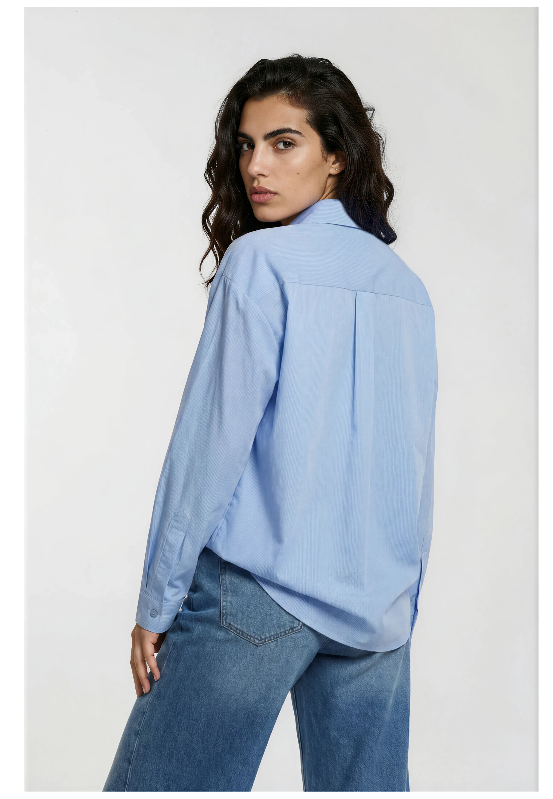 Milano Italy Bluse mit Bindeschleife – Hellblau 40