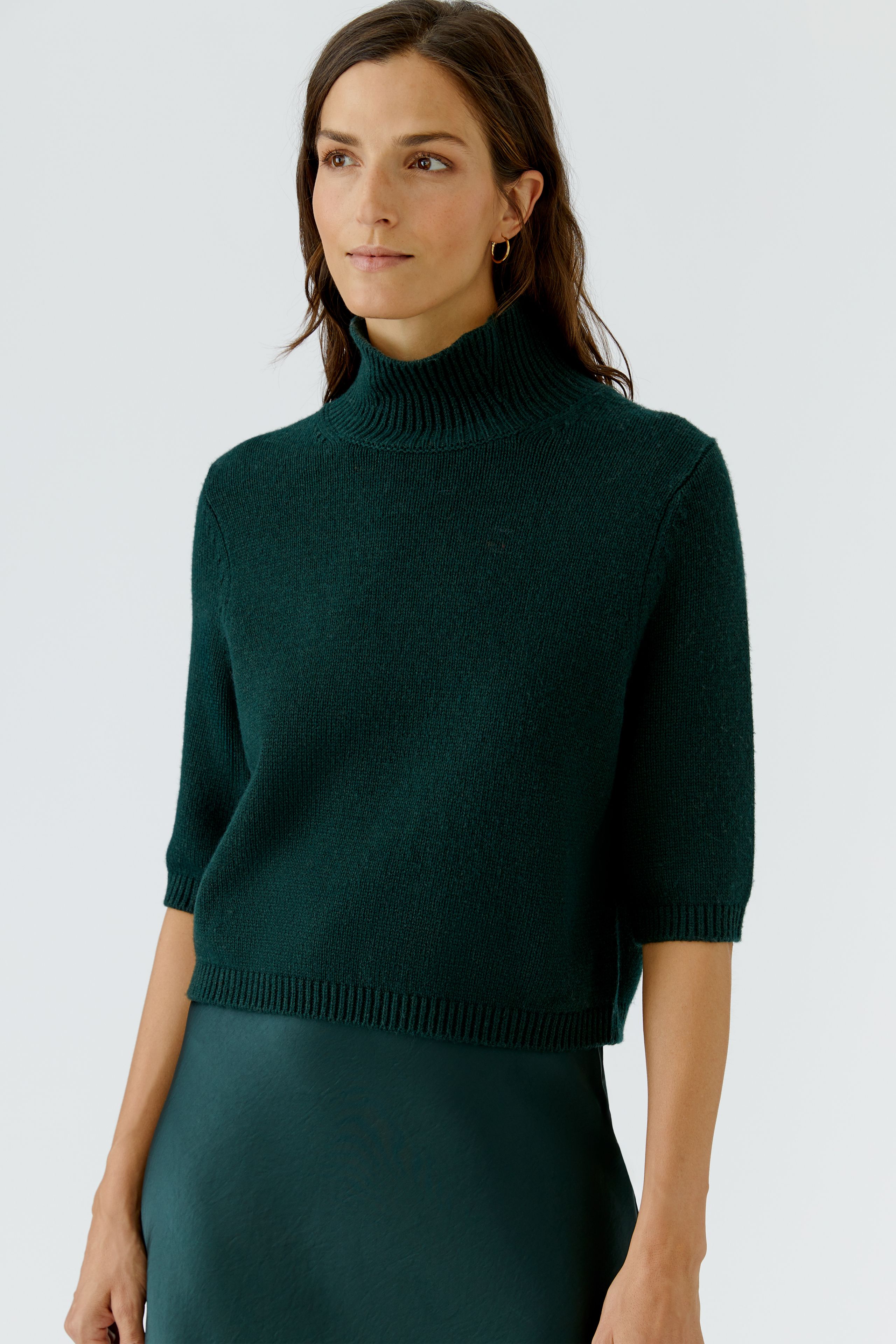 Oui Rollkragenpullover in Tannengrün 3/4 Arm 42