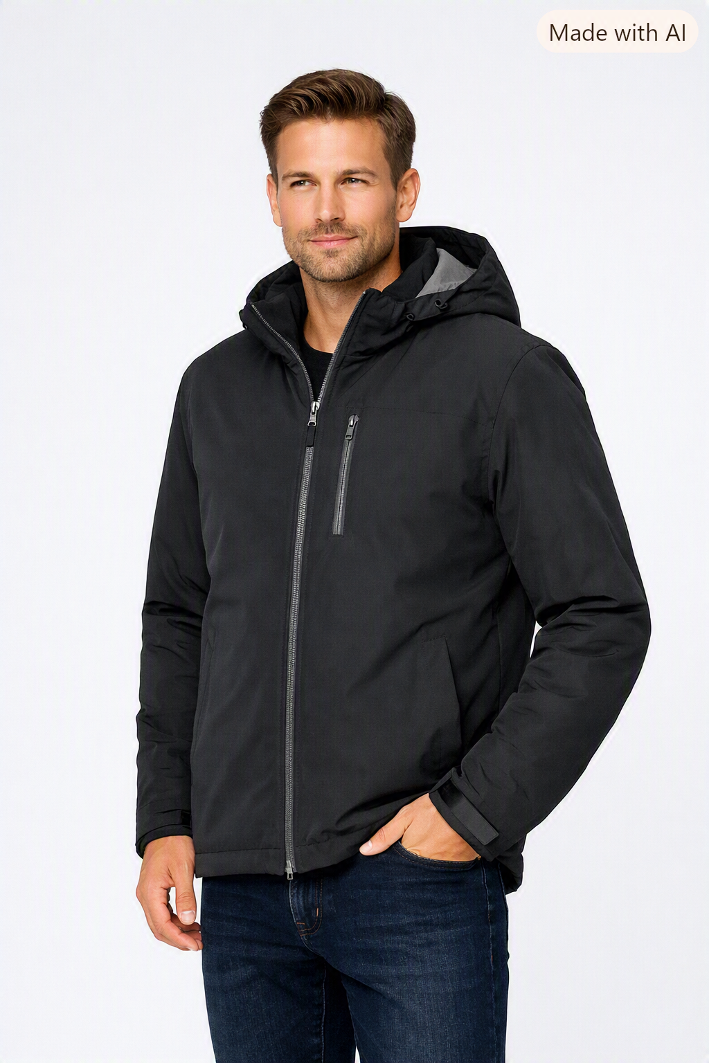 Garcia Herrenjacke – Schwarze Winterjacke mit Kapuze M