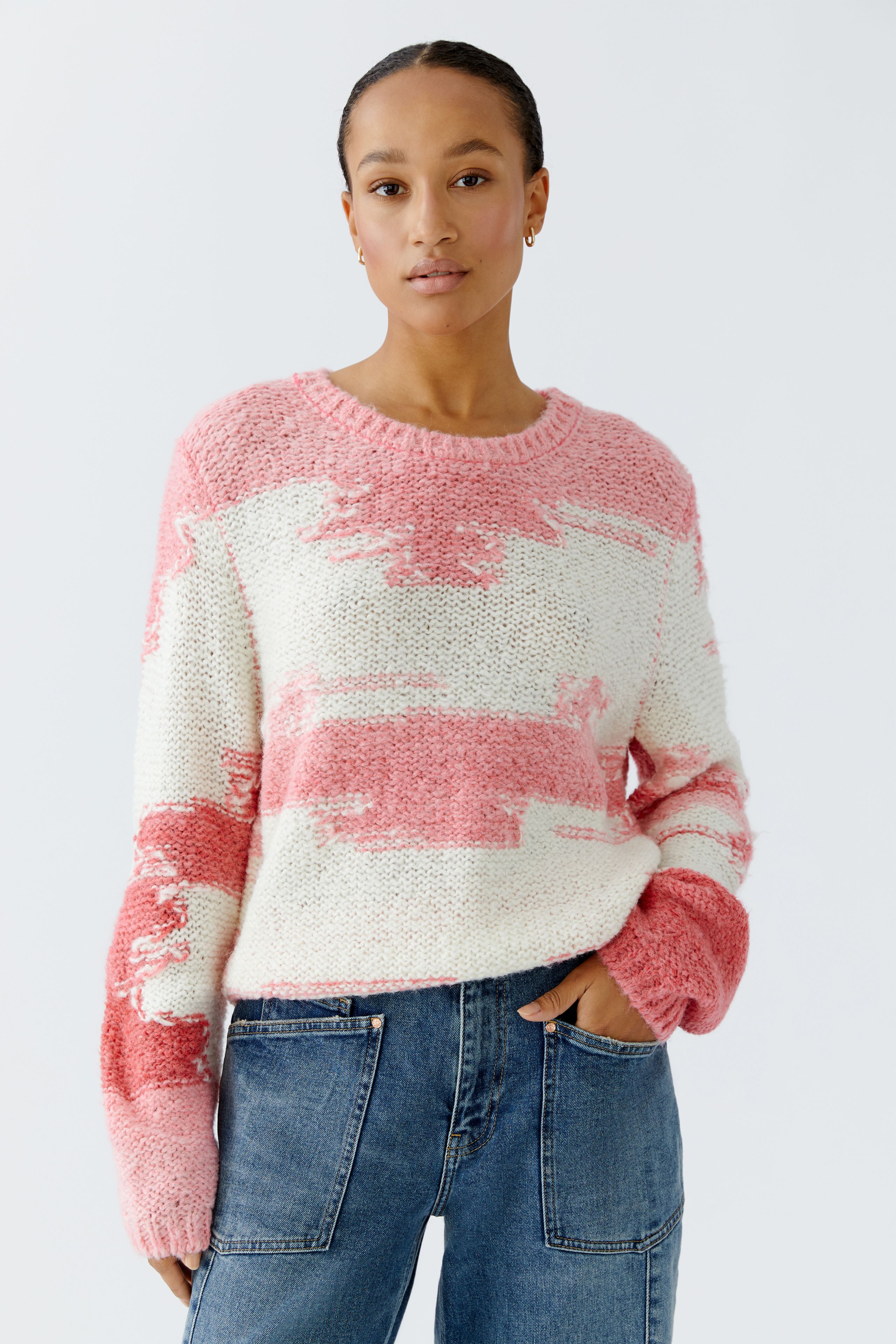 Oui Space Dyed Pullover in Handstrickoptik