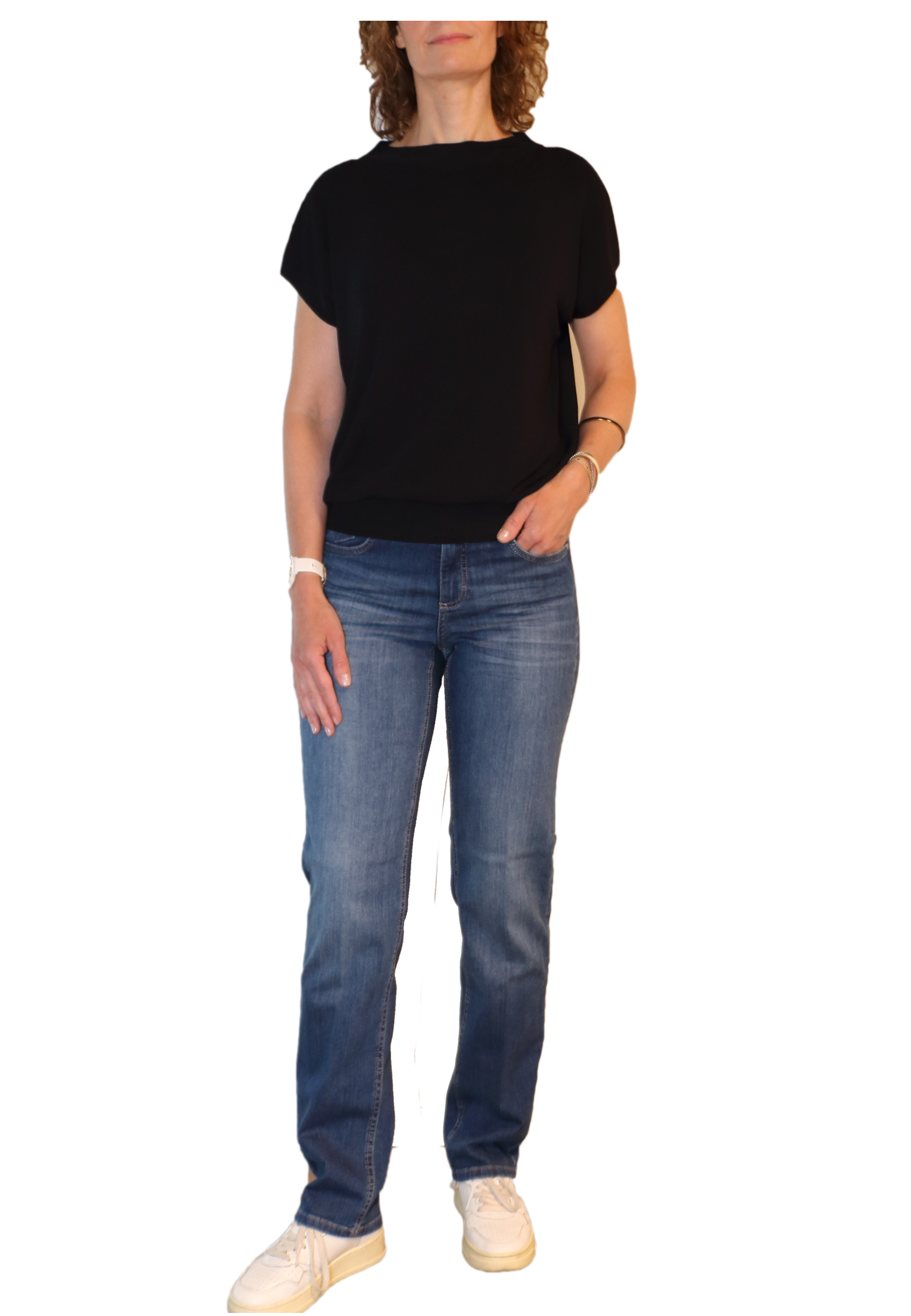 Angels Damen Jeans Straight - mid blue used 44