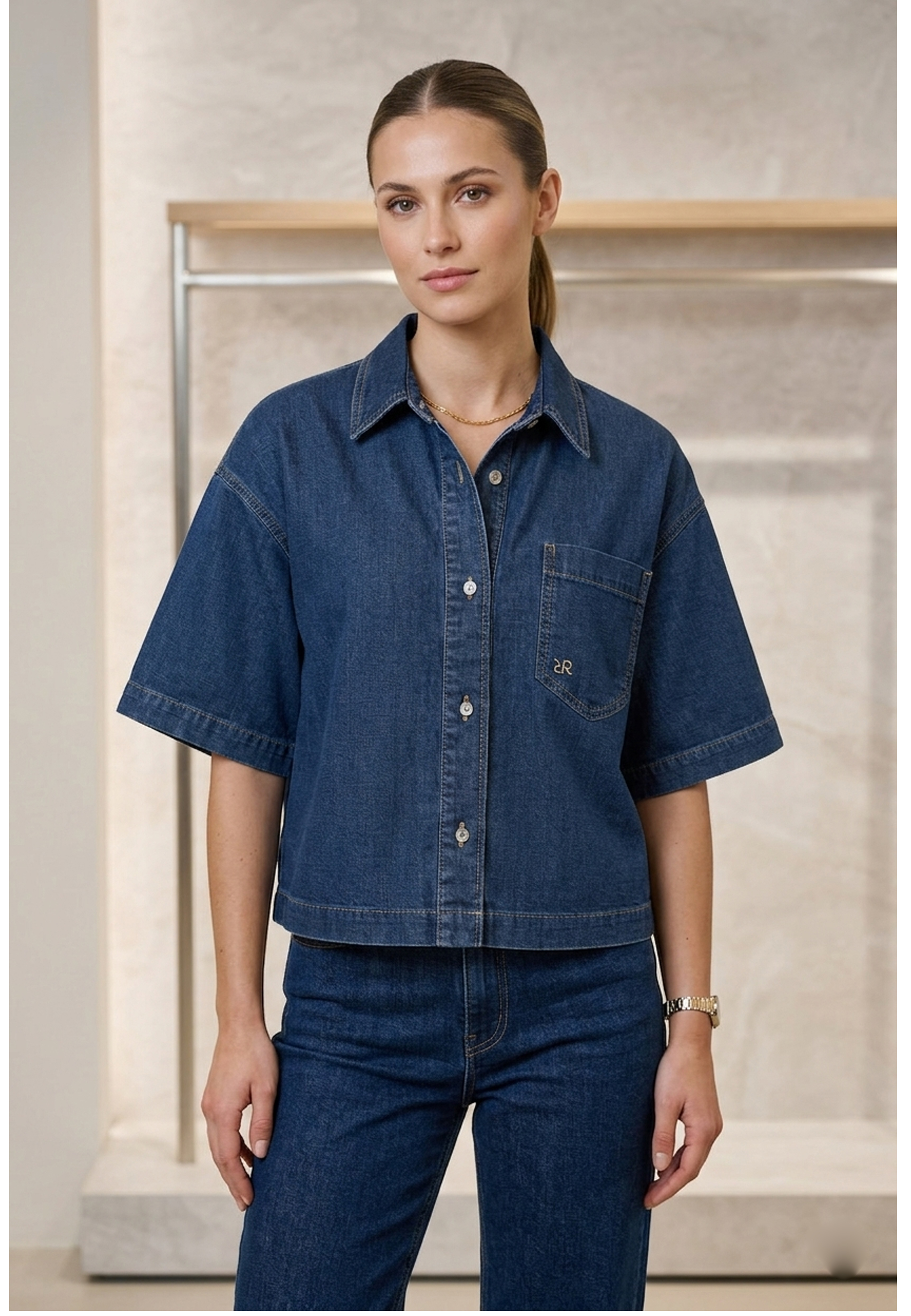 Raffaello Rossi Hemdbluse Denim 1/2 Arm 38