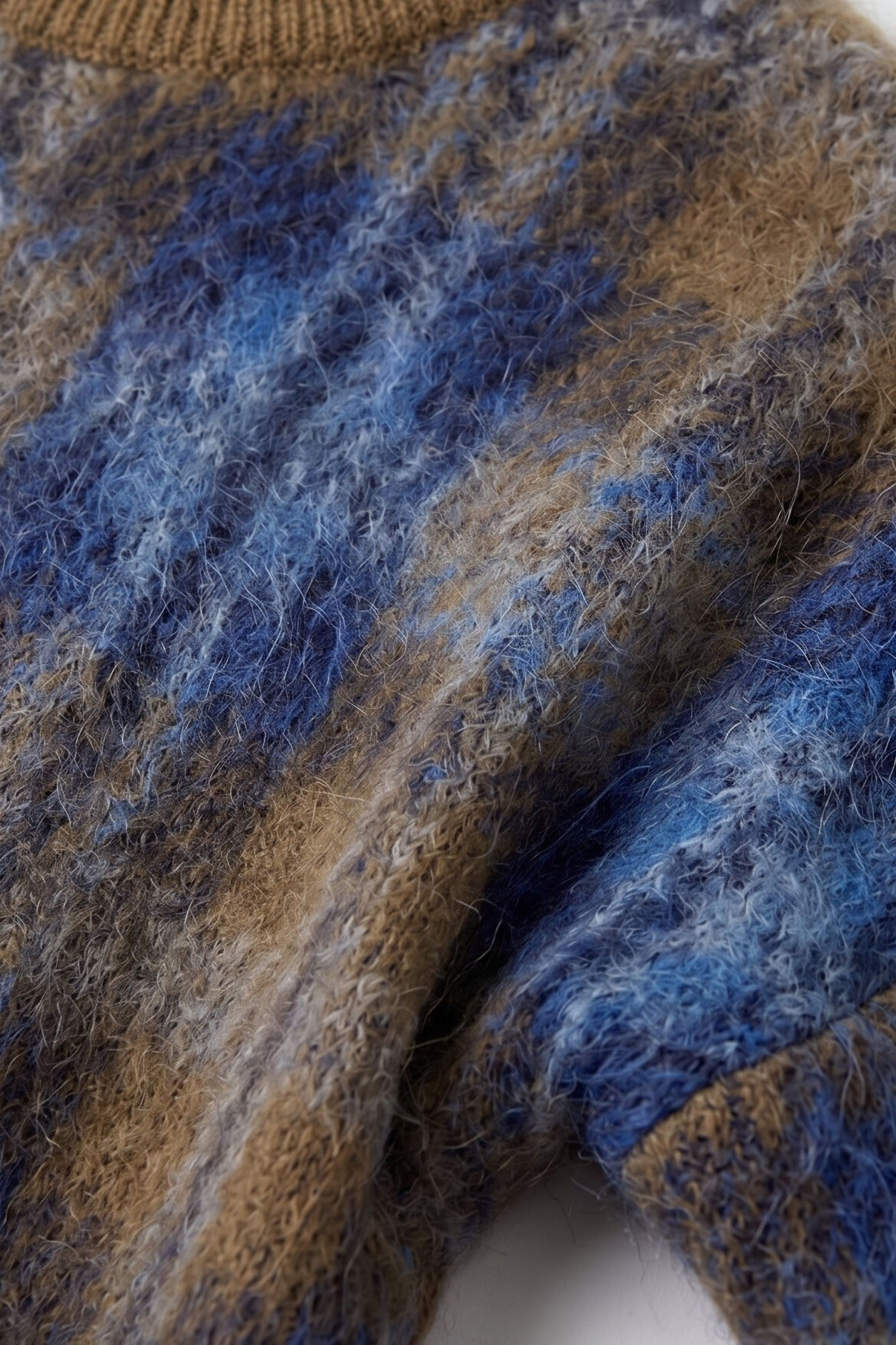 Oui Damen‑Pullover mit Karomuster – Blau & Braun 42