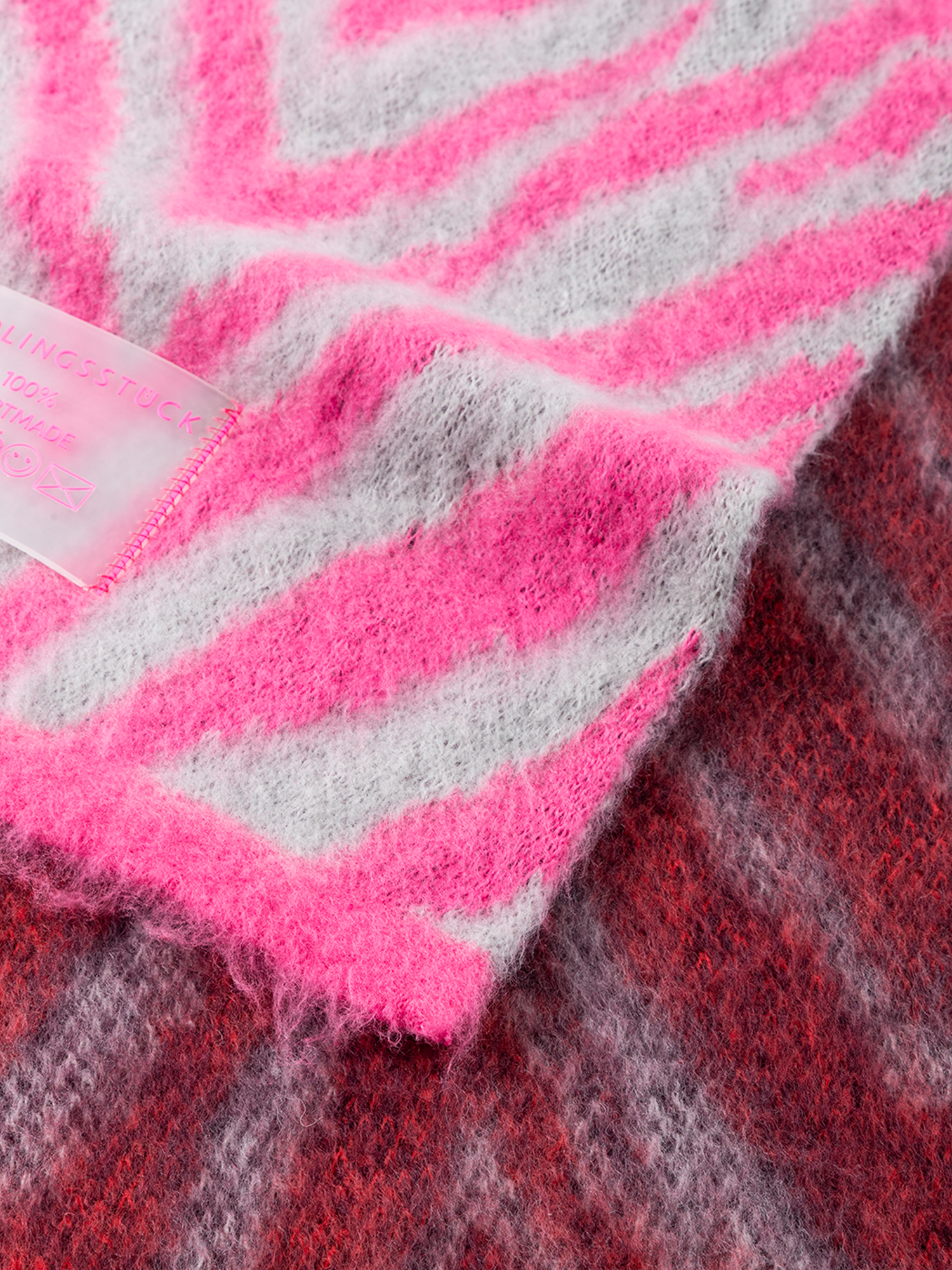 Lieblingsstück Damen Schal – Zebra‑Muster Pink / Rot / Grau OZ