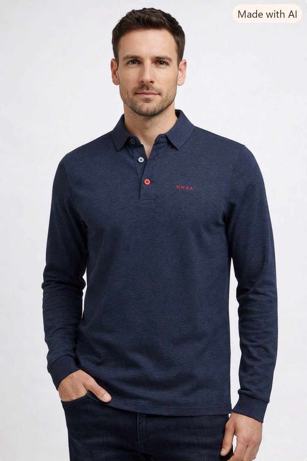 N.Z.A. New Zealand Auckland Langarm‑Polo Herren M