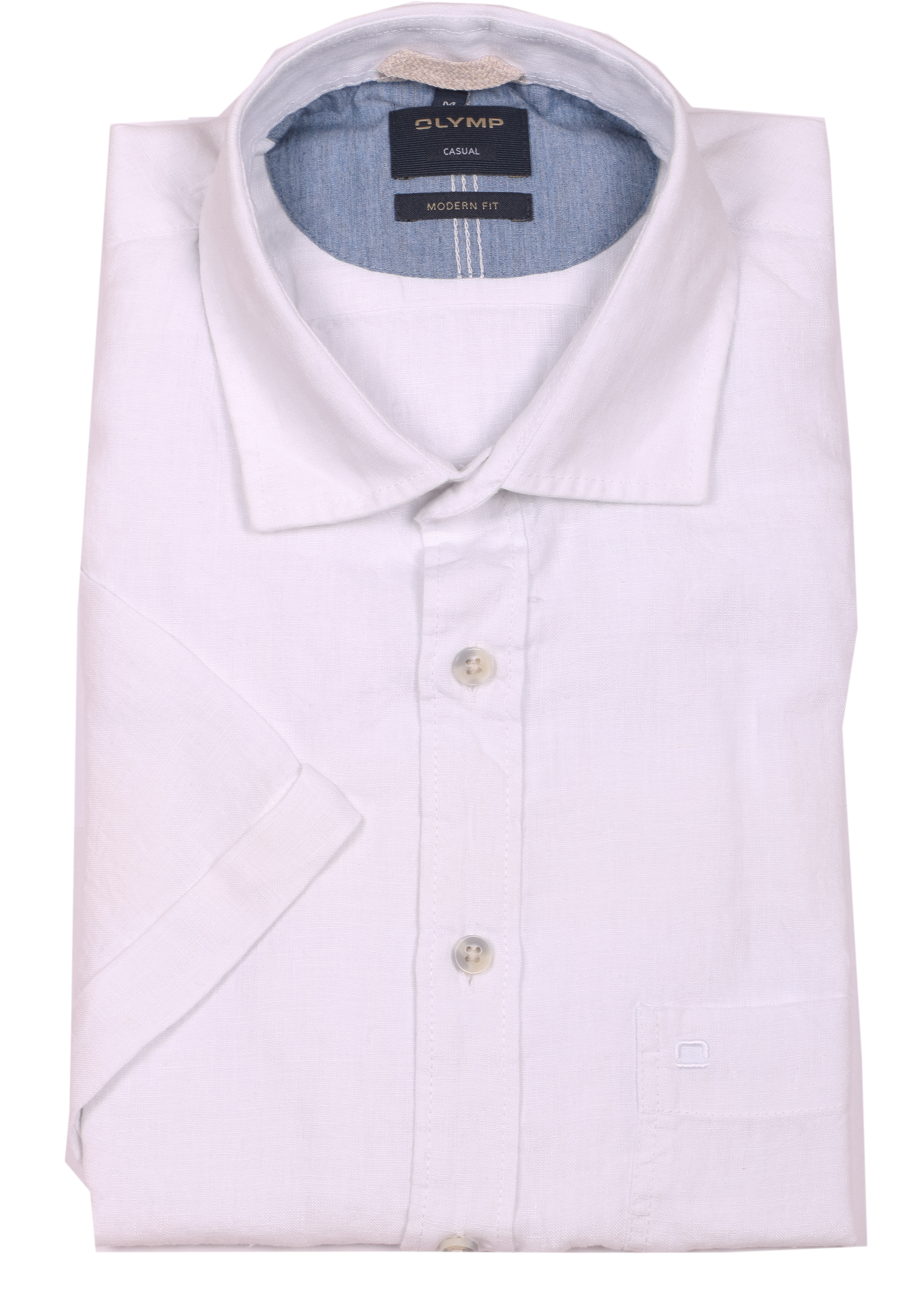 Olymp Leinenenhemd 1/2 Arm Casual - weiß