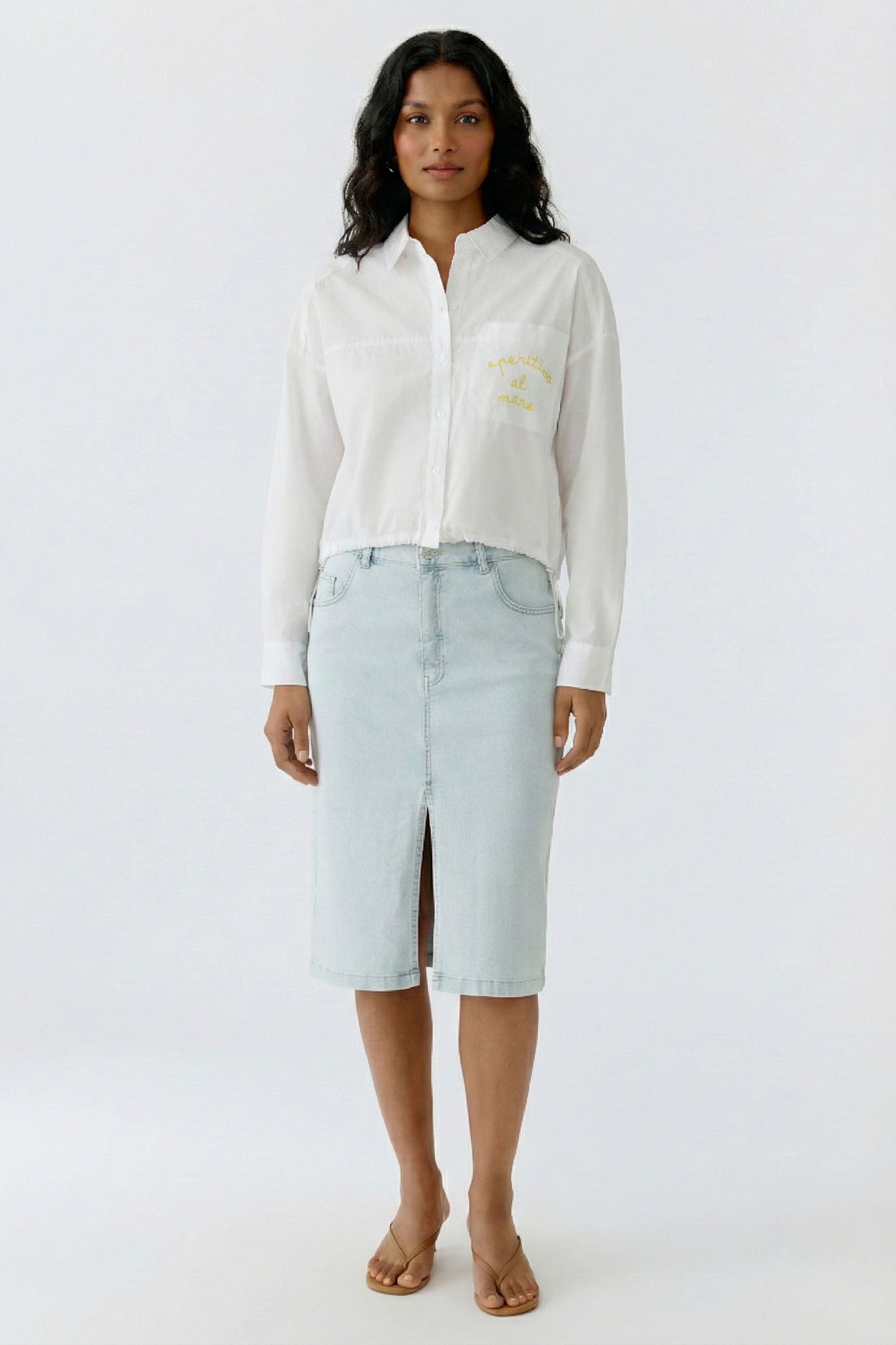 Oui Bluse Baumwollpopeline Boxy geschnitten 40