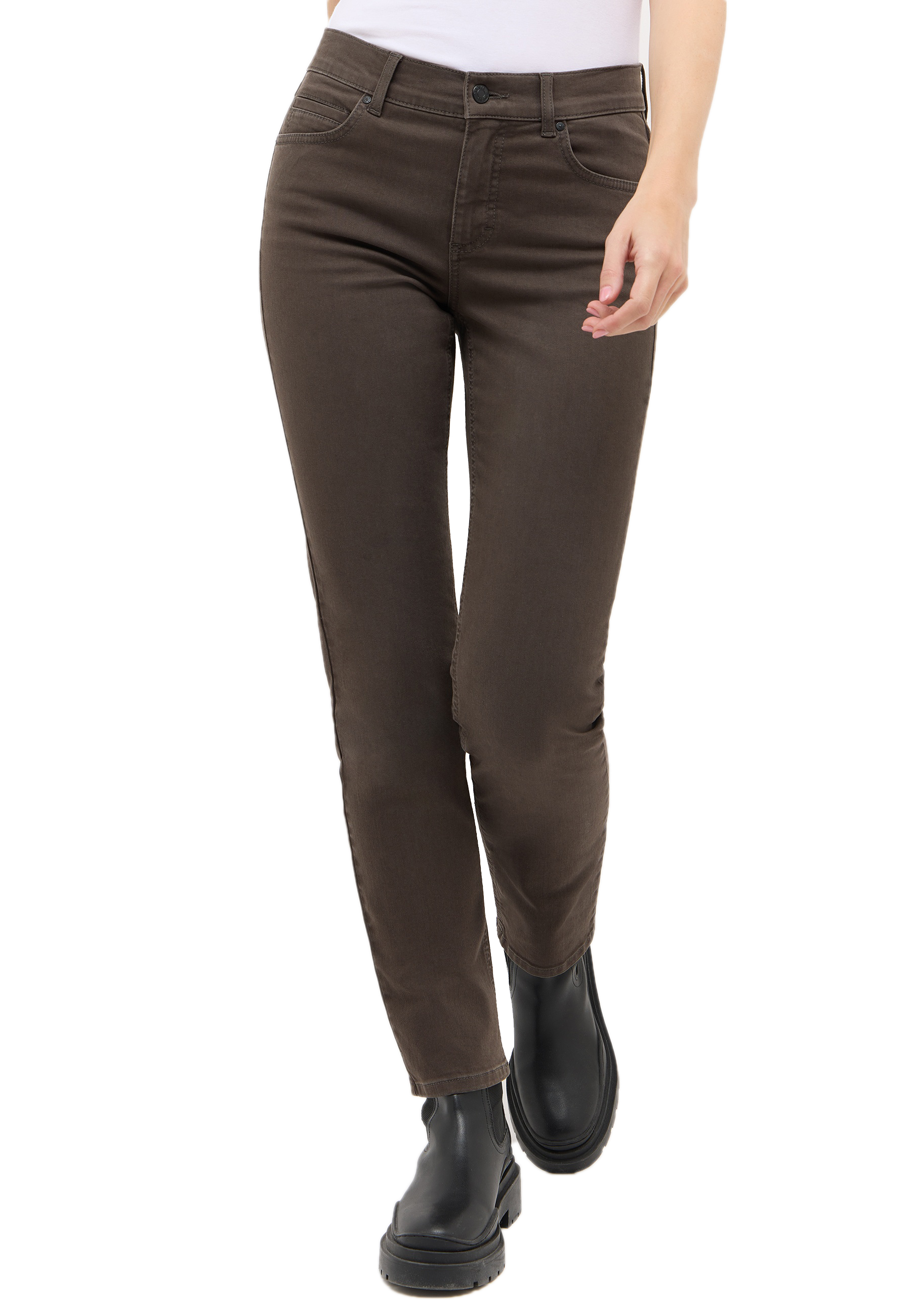 Angels Damen Jeans Cici, Straight fit, dunkelbraun