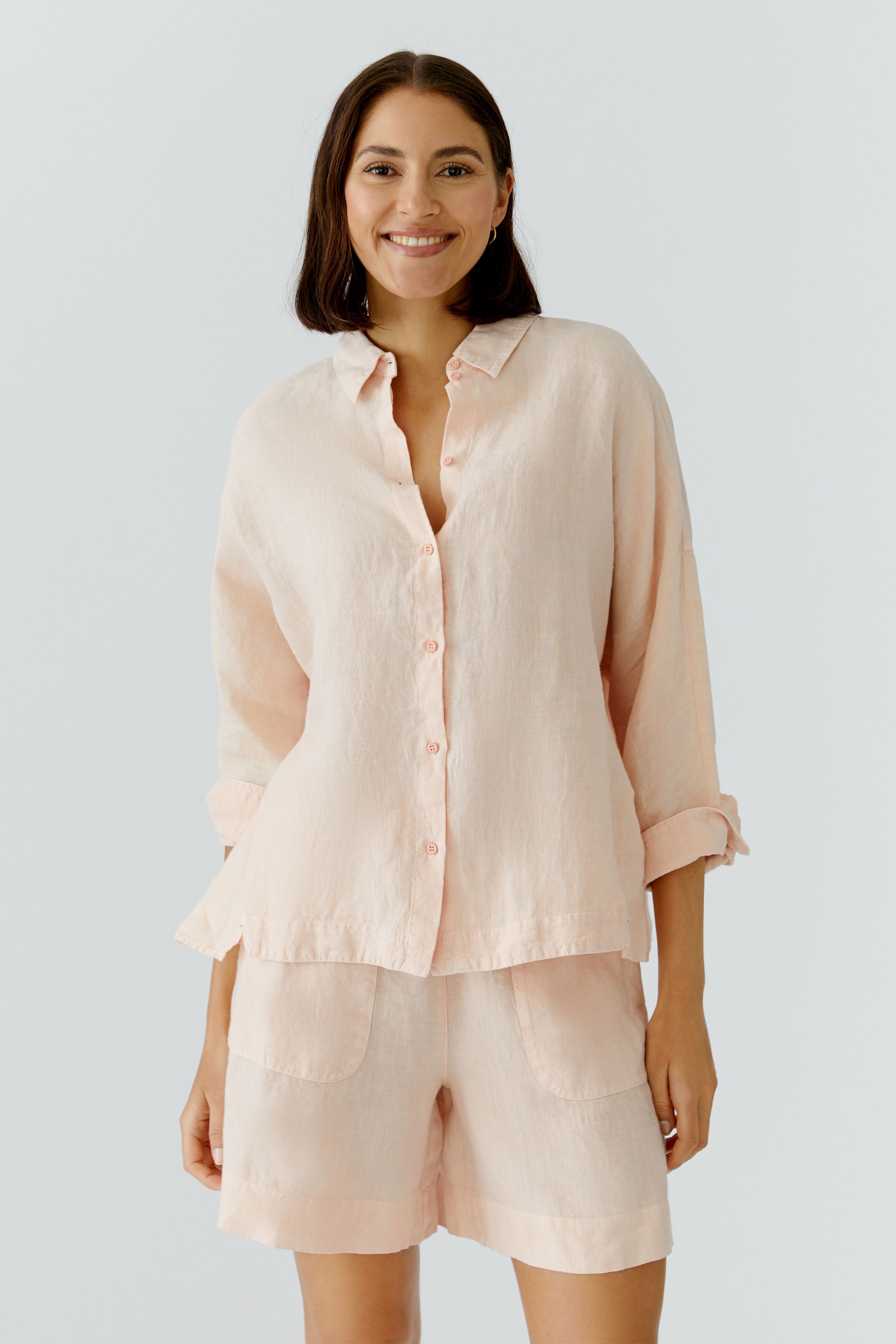 Oui Leinenbluse gewaschen Oversized geschnitten 42