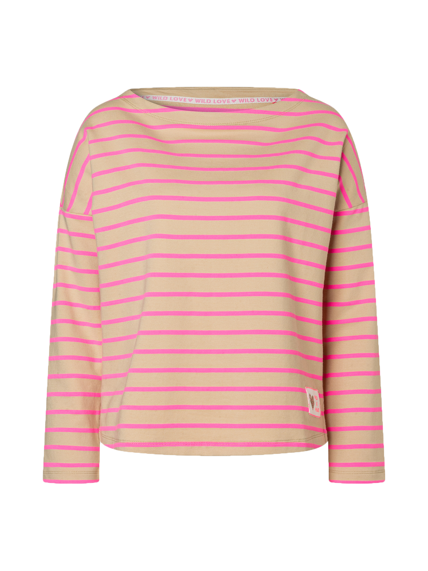 Lieblingsstück Damen‑Sweatshirt – Beige mit pinken Streifen XS